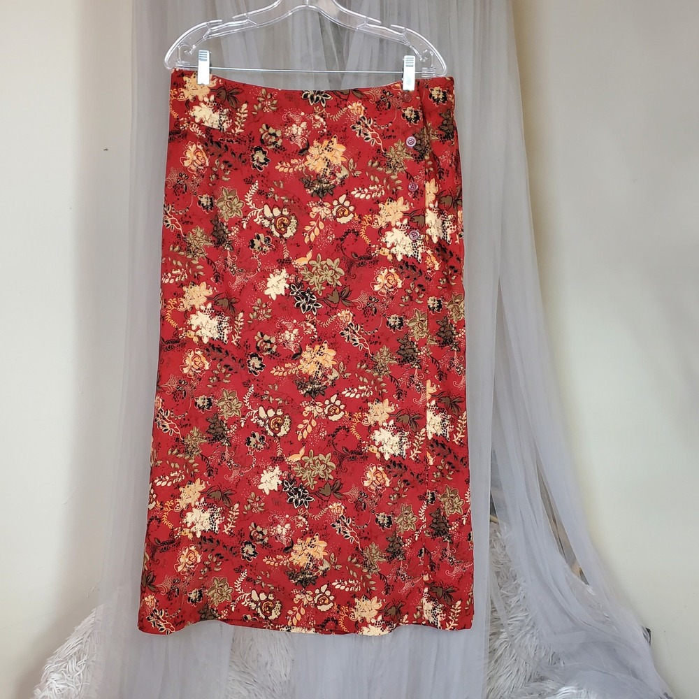 Cottagecore Romantic Floral Maxi Skirt Fall Western Boho Prairie Artsy Size 16 - Picture 3 of 8